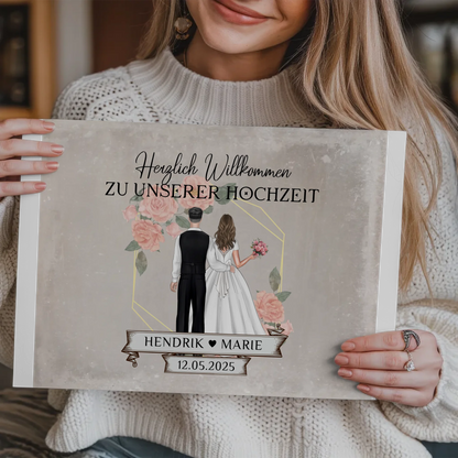 Fotoboard Hochzeit Herzlich Willkommen Vintage Design