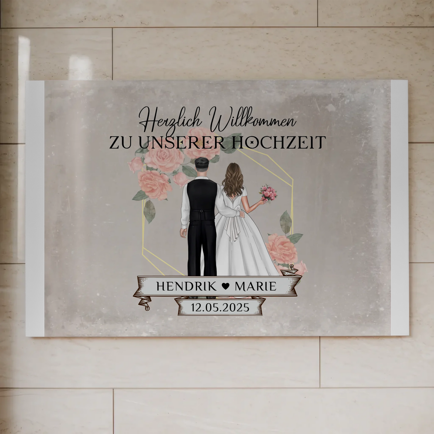 Fotoboard Hochzeit Herzlich Willkommen Vintage Design