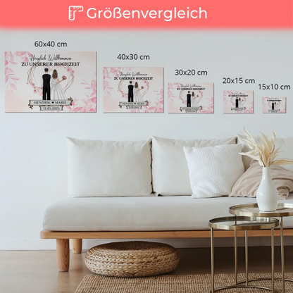 Willkommens Fotoboard Hochzeit Rosa Floral mit Namen