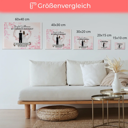 Willkommens Fotoboard Hochzeit Rosa Floral mit Namen