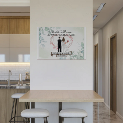 Hochzeit Willkommensschild Herz Rose Fotoboard Design