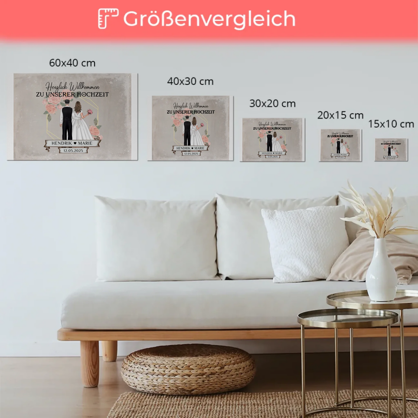 Fotoboard Hochzeit Herzlich Willkommen Vintage Design