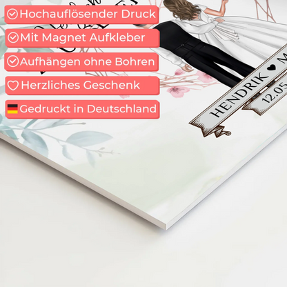 Hochzeit Willkommensschild Herz Rose Fotoboard Design