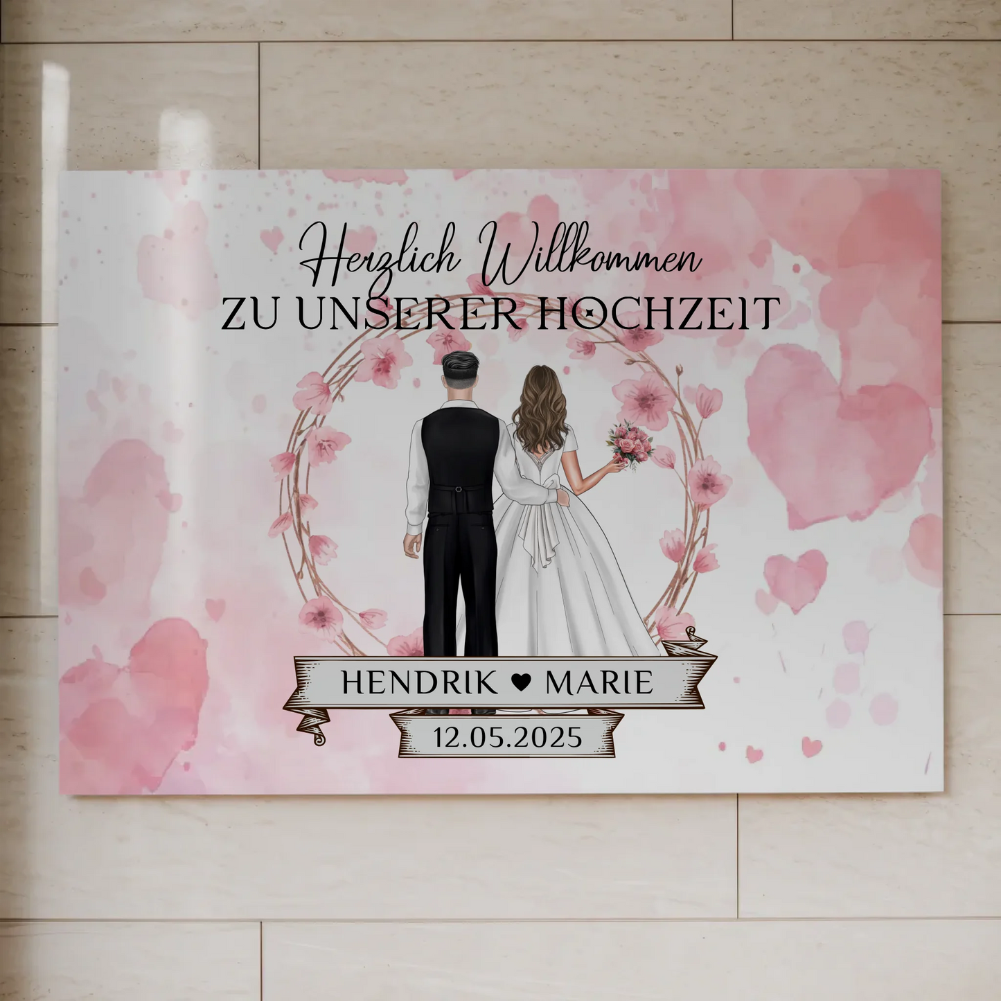 Willkommens Fotoboard Hochzeit Watercolor Geschenkideen Magnet Poster