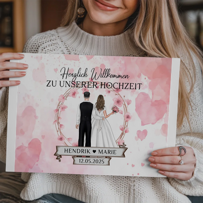 Willkommens Fotoboard Hochzeit Watercolor Geschenkideen Magnet Poster