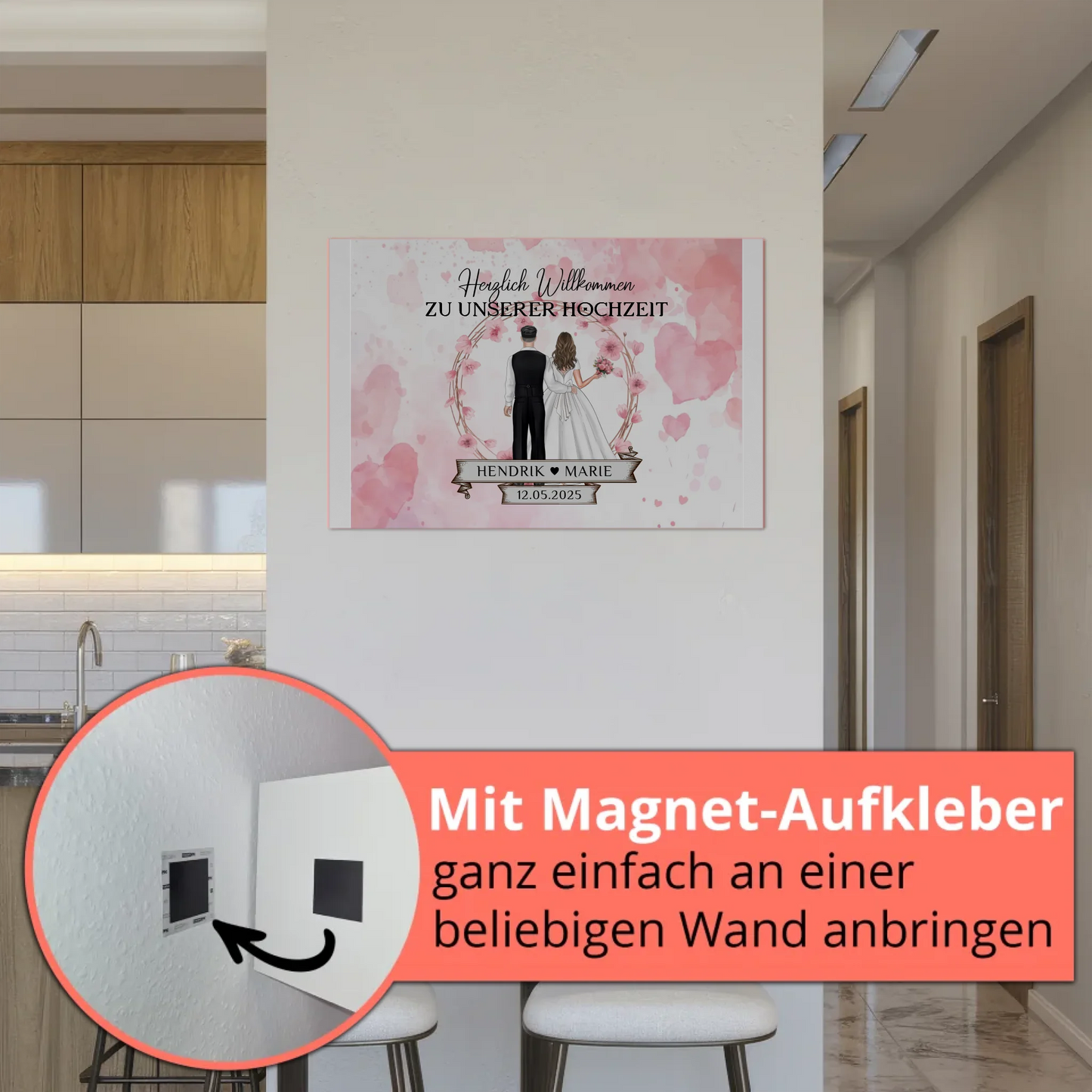 Willkommens Fotoboard Hochzeit Watercolor Geschenkideen Magnet Poster