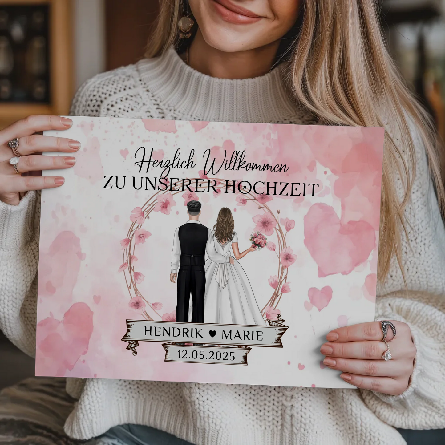 Willkommens Fotoboard Hochzeit Watercolor Geschenkideen Magnet Poster
