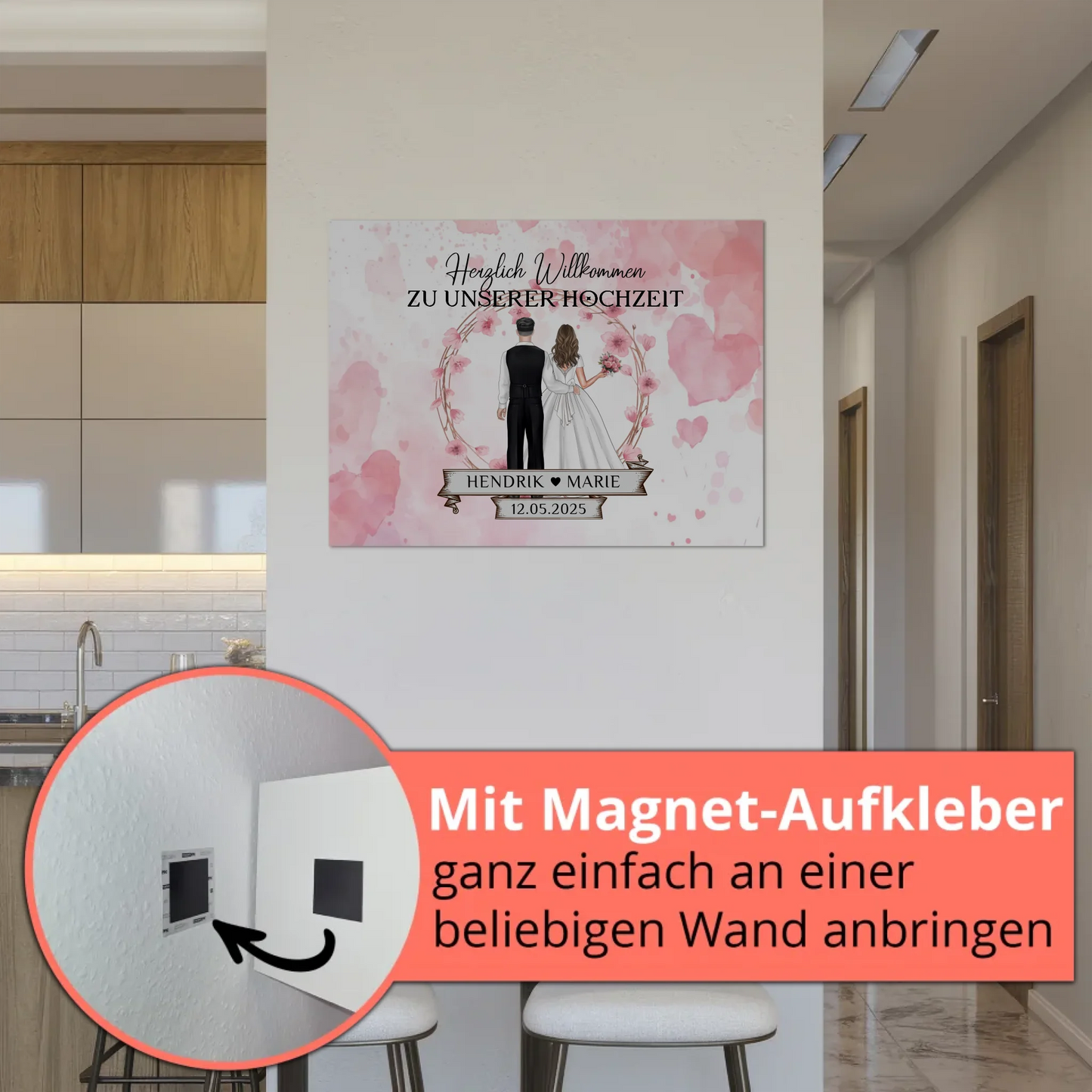 Willkommens Fotoboard Hochzeit Watercolor Geschenkideen Magnet Poster