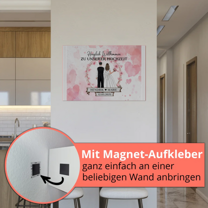 Willkommens Fotoboard Hochzeit Watercolor Geschenkideen Magnet Poster