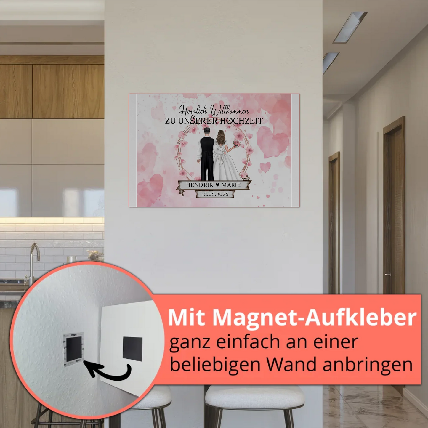 Willkommens Fotoboard Hochzeit Watercolor Geschenkideen Magnet Poster