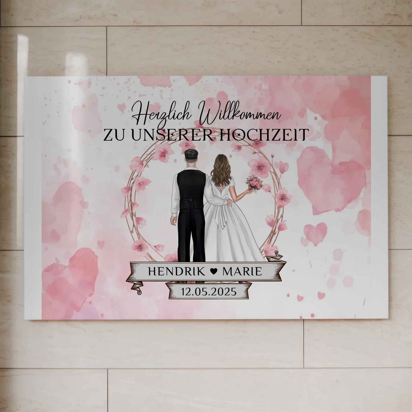 Willkommens Fotoboard Hochzeit Watercolor Geschenkideen Magnet Poster