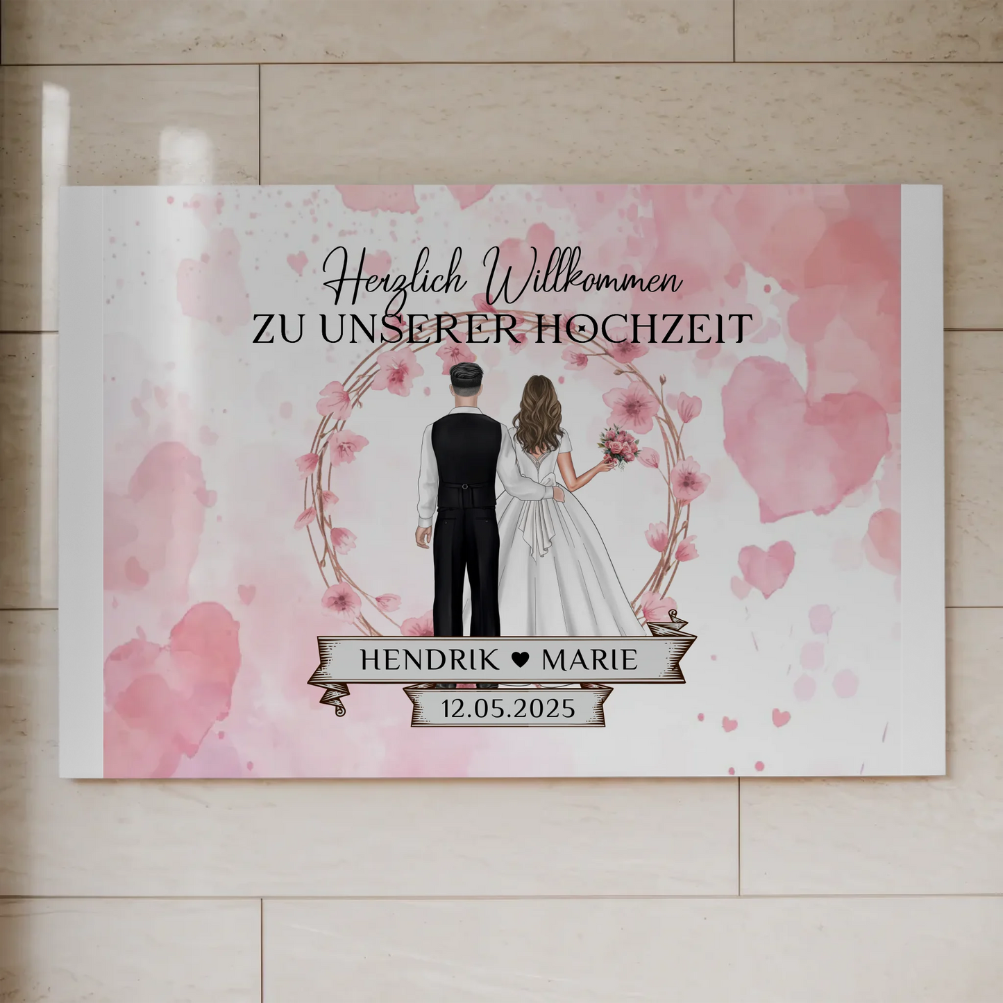 Willkommens Fotoboard Hochzeit Watercolor Geschenkideen Magnet Poster