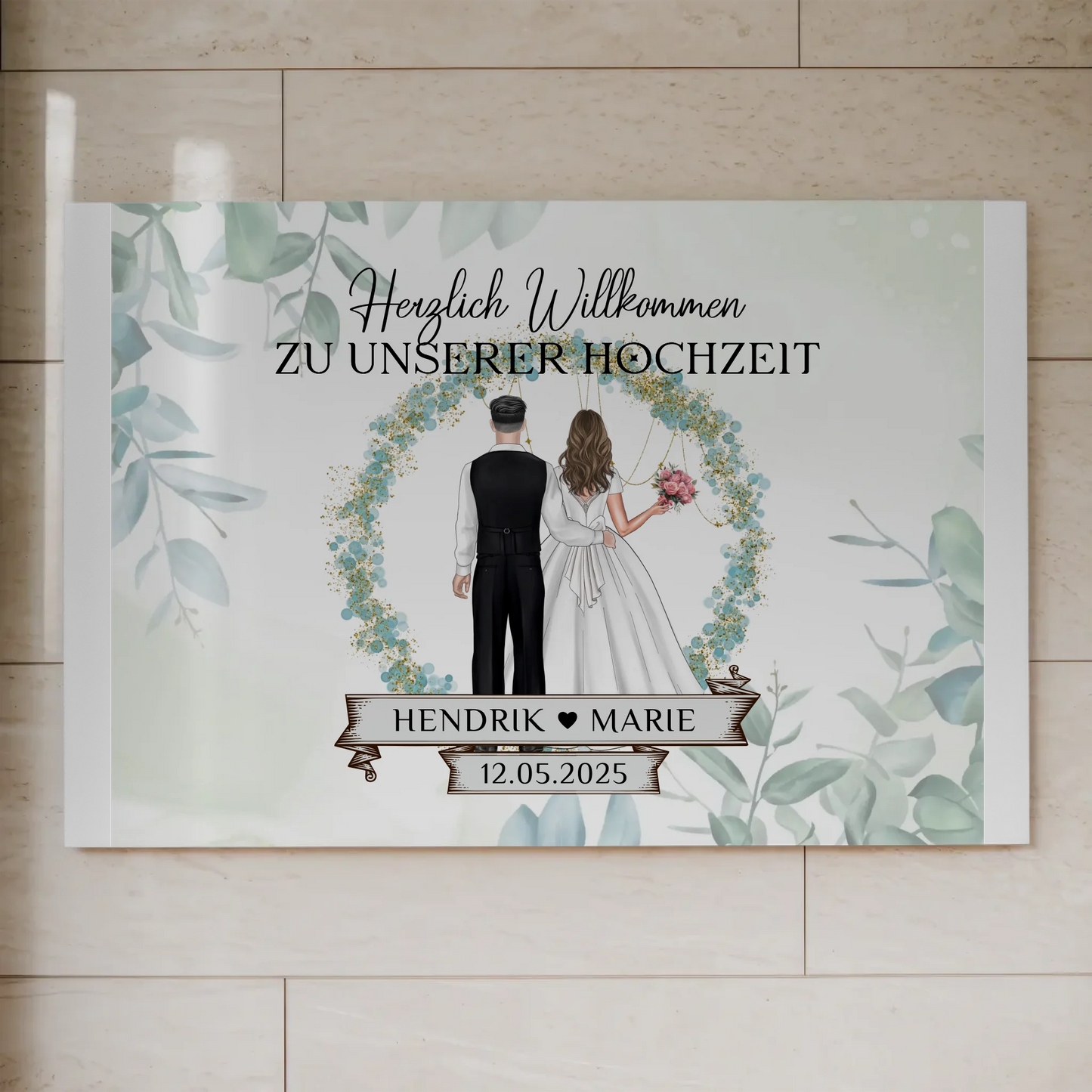 Fotoboard Hochzeit Herzlich Willkommen Blütenkreis Geschenk