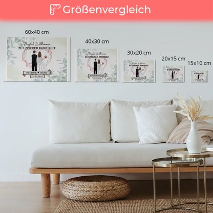 Hochzeit Willkommensschild Herz Rose Fotoboard Design