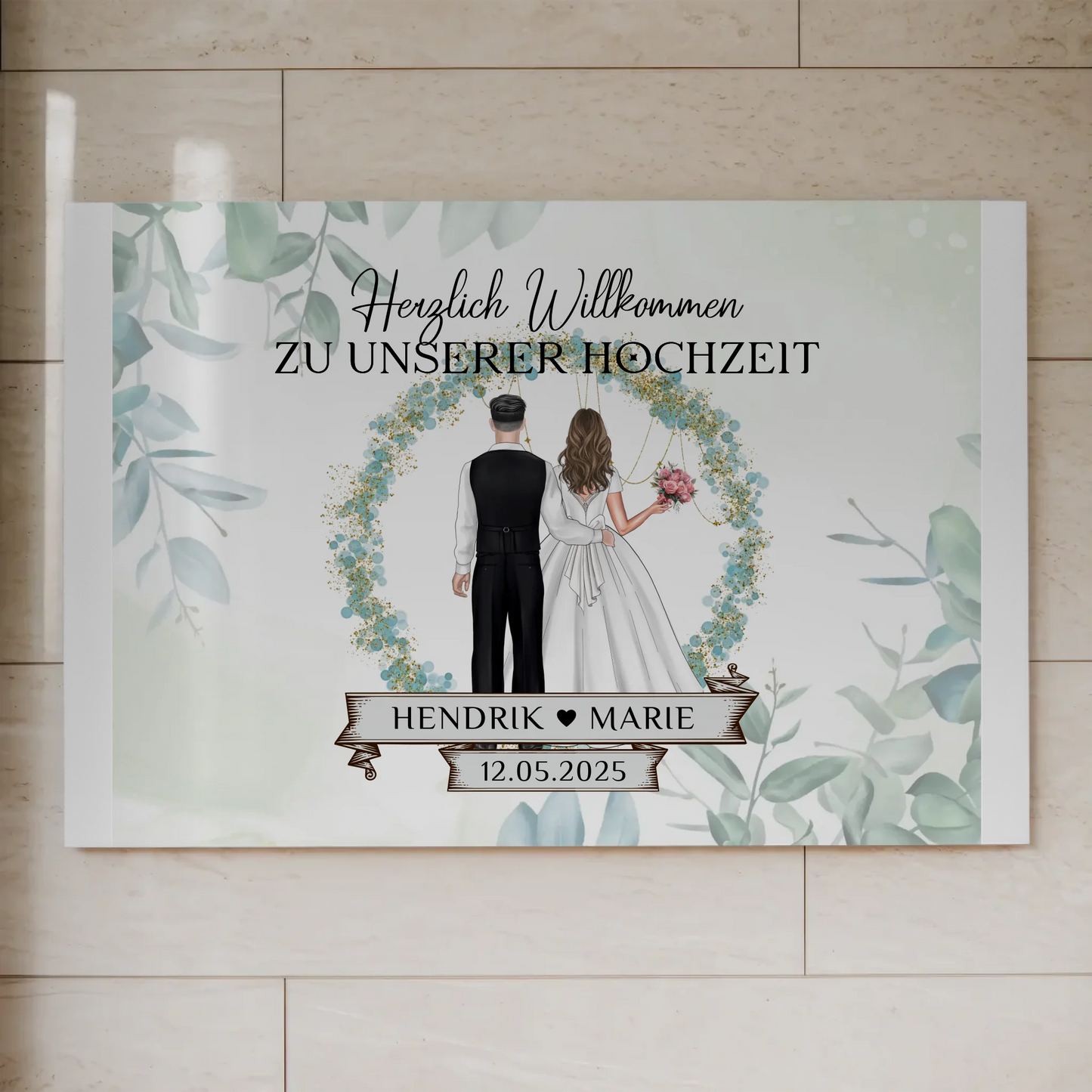 Fotoboard Hochzeit Herzlich Willkommen Blütenkreis Geschenk