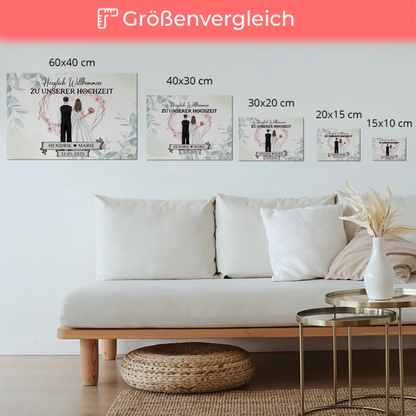 Hochzeit Willkommensschild Herz Rose Fotoboard Design