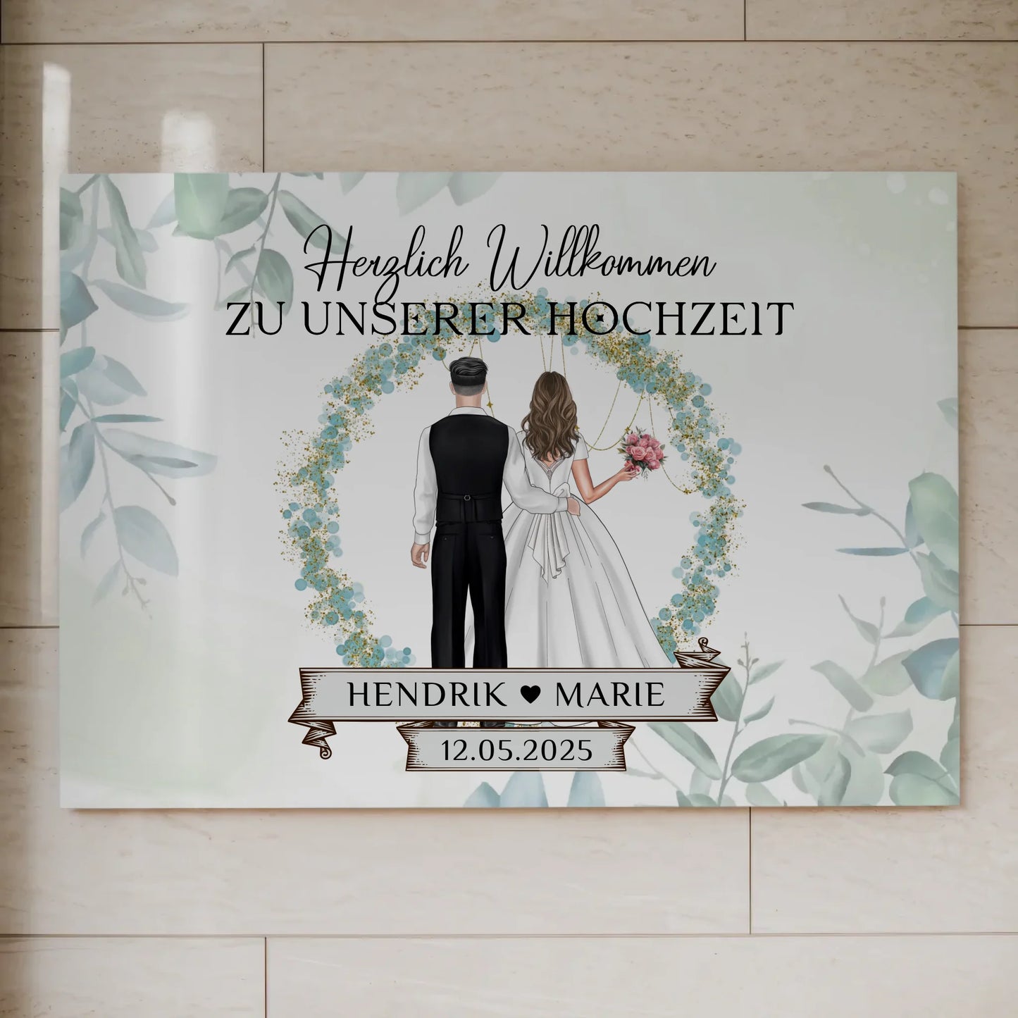 Fotoboard Hochzeit Herzlich Willkommen Blütenkreis Geschenk