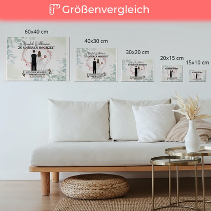 Hochzeit Willkommensschild Herz Rose Fotoboard Design