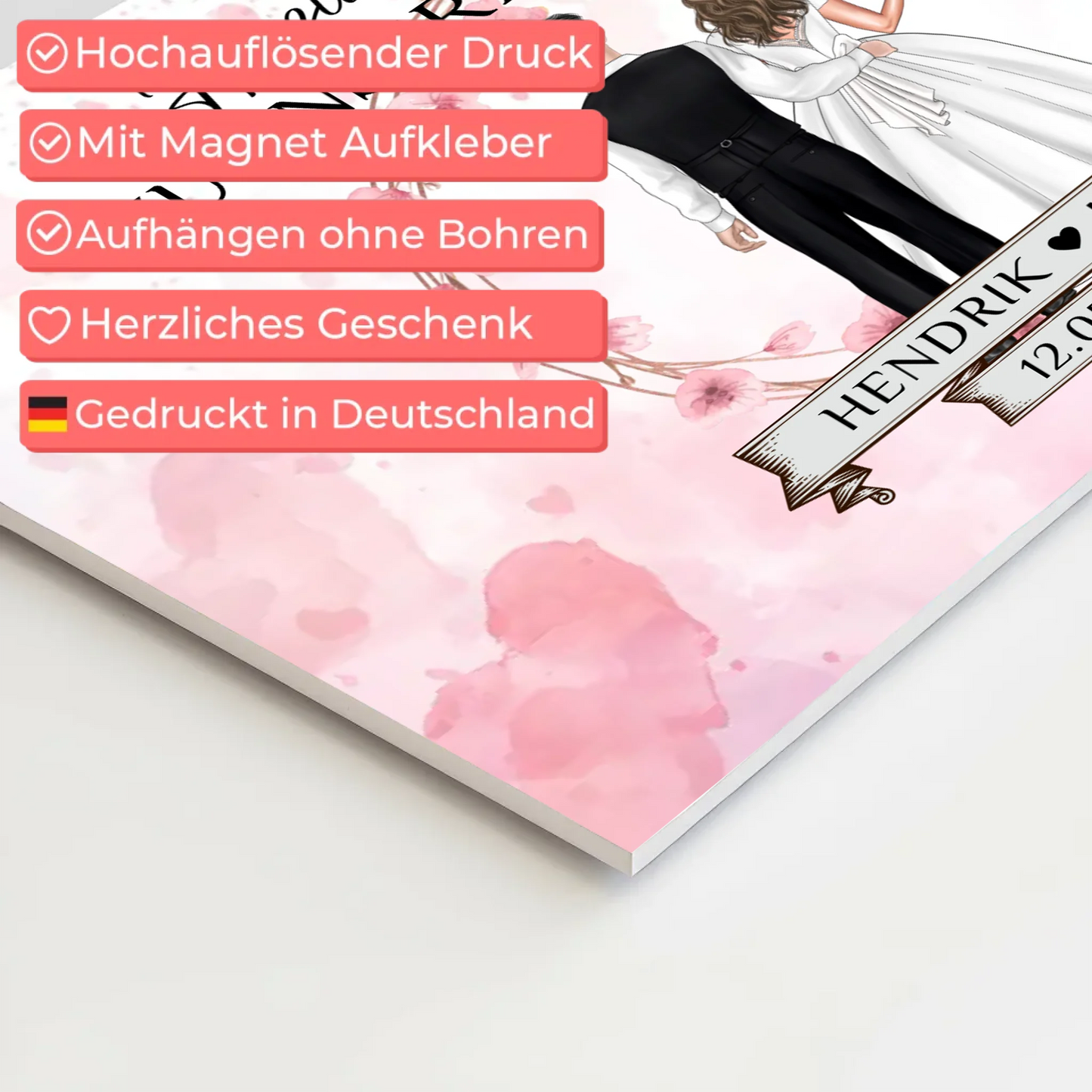 Willkommens Fotoboard Hochzeit Watercolor Geschenkideen Magnet Poster