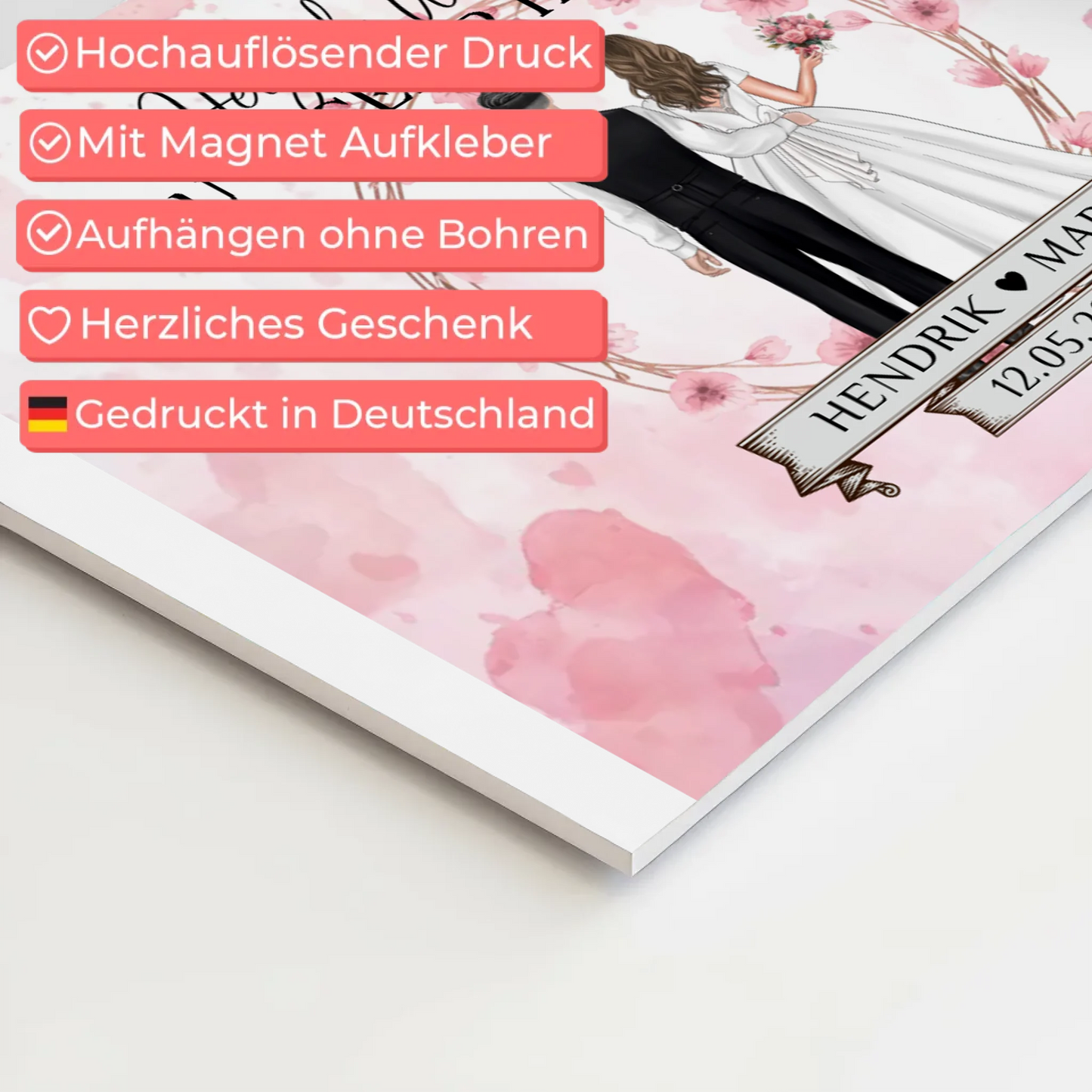 Willkommens Fotoboard Hochzeit Watercolor Geschenkideen Magnet Poster