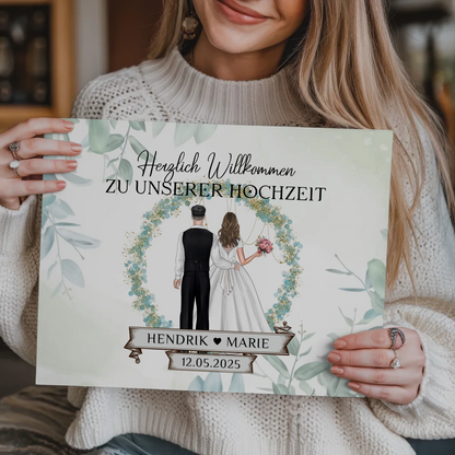 Fotoboard Hochzeit Herzlich Willkommen Blütenkreis Geschenk