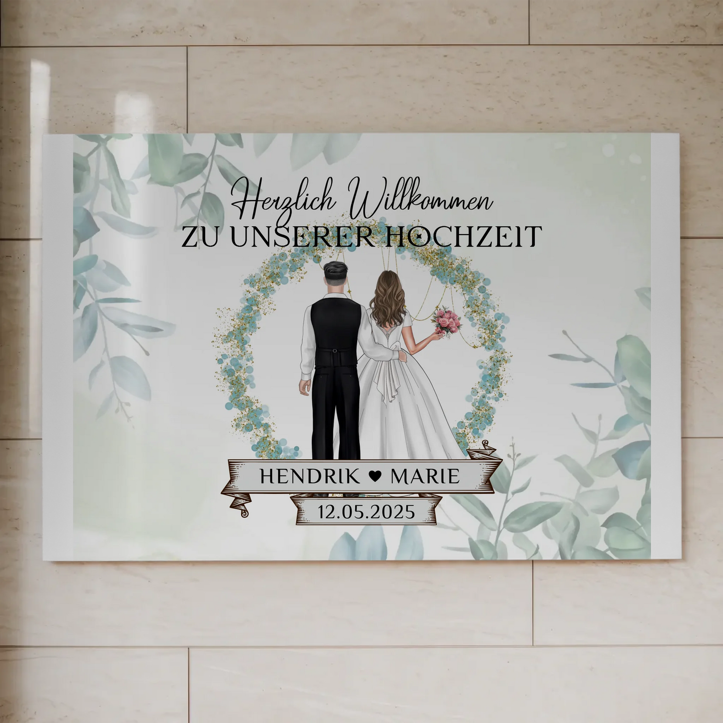 Fotoboard Hochzeit Herzlich Willkommen Blütenkreis Geschenk