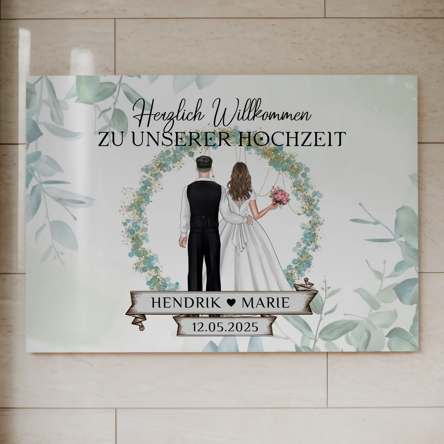 Fotoboard Hochzeit Herzlich Willkommen Blütenkreis Geschenk