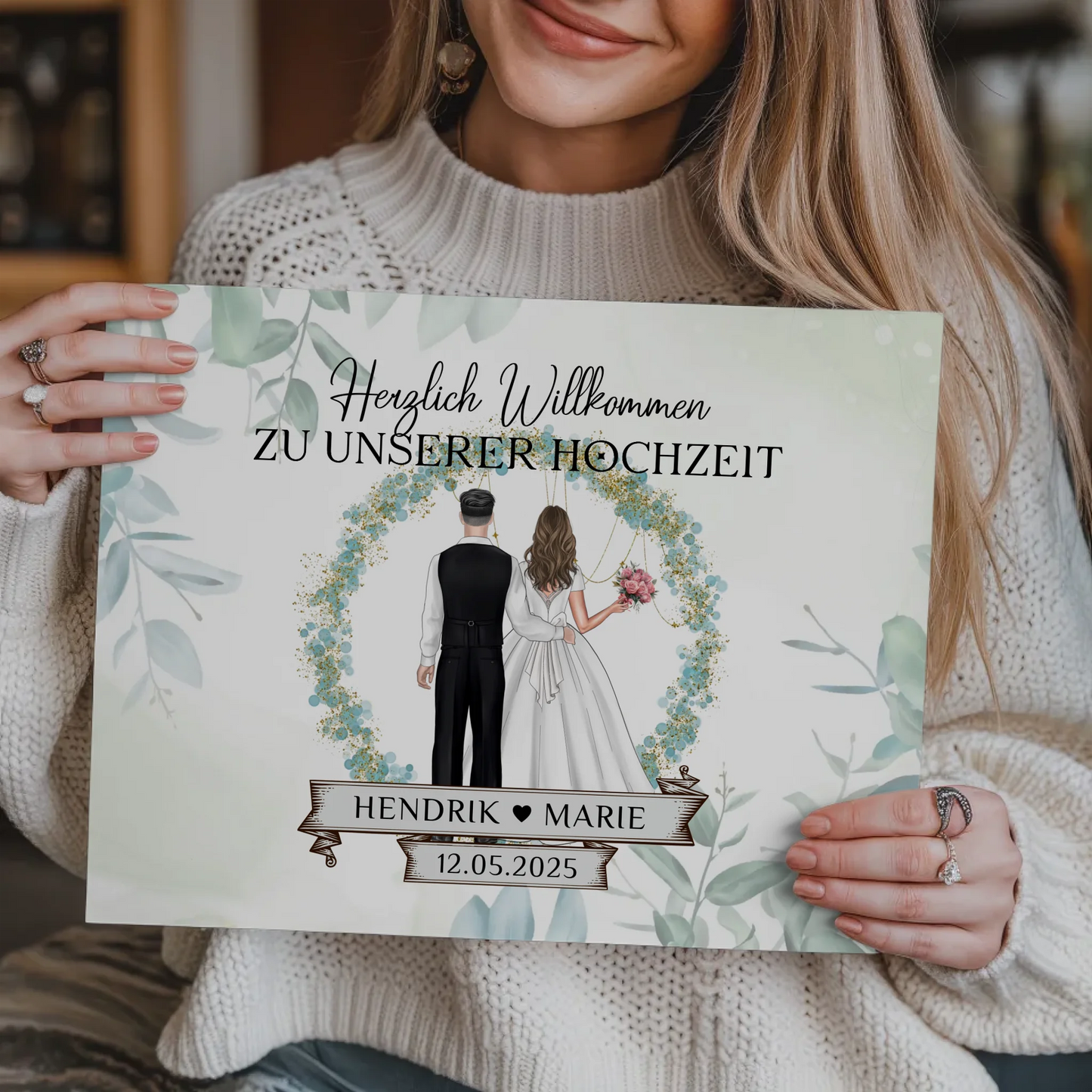 Fotoboard Hochzeit Herzlich Willkommen Blütenkreis Geschenk