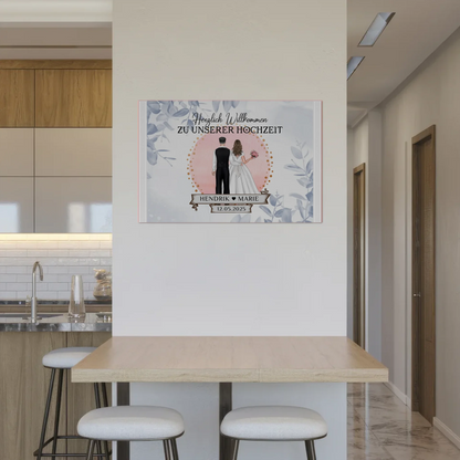 Willkommensschild Hochzeit Eucalyptus Blau Fotoboard