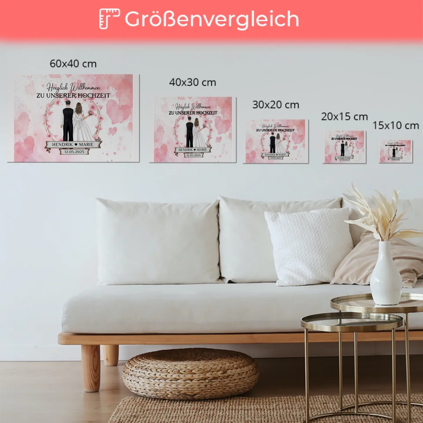 Willkommens Fotoboard Hochzeit Watercolor Geschenkideen Magnet Poster
