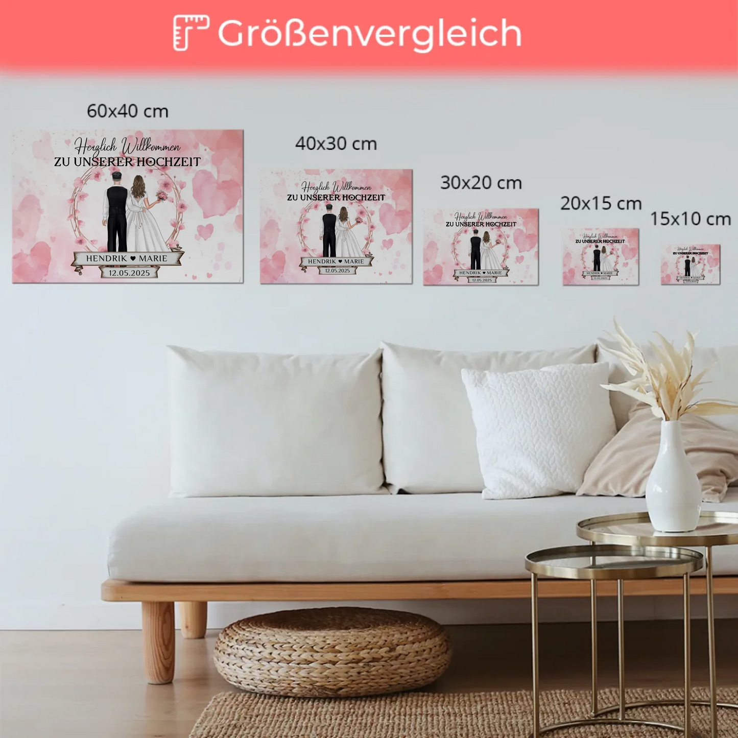 Willkommens Fotoboard Hochzeit Watercolor Geschenkideen Magnet Poster