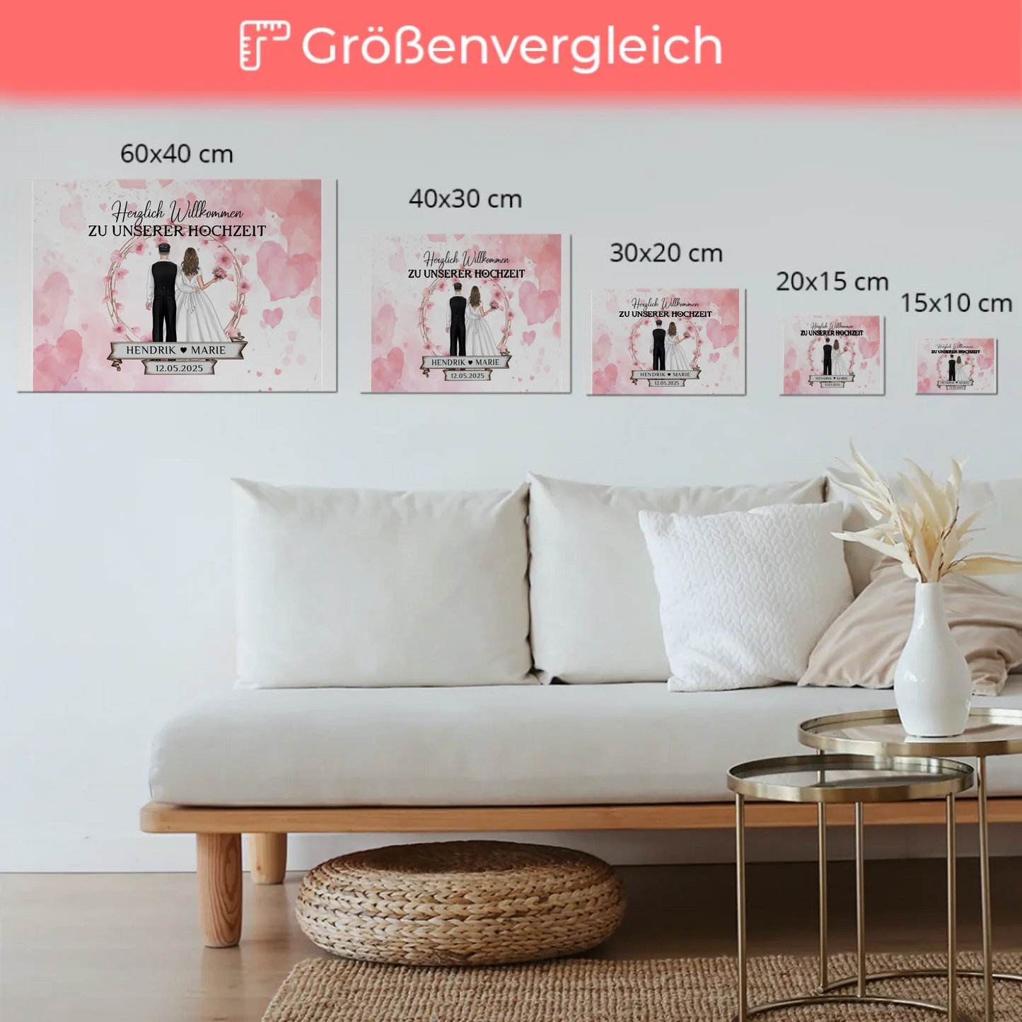 Willkommens Fotoboard Hochzeit Watercolor Geschenkideen Magnet Poster
