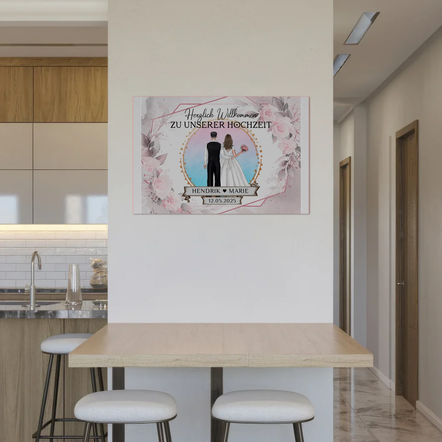 Floral Fotoboard Hochzeit Willkommensschild Personalisiert