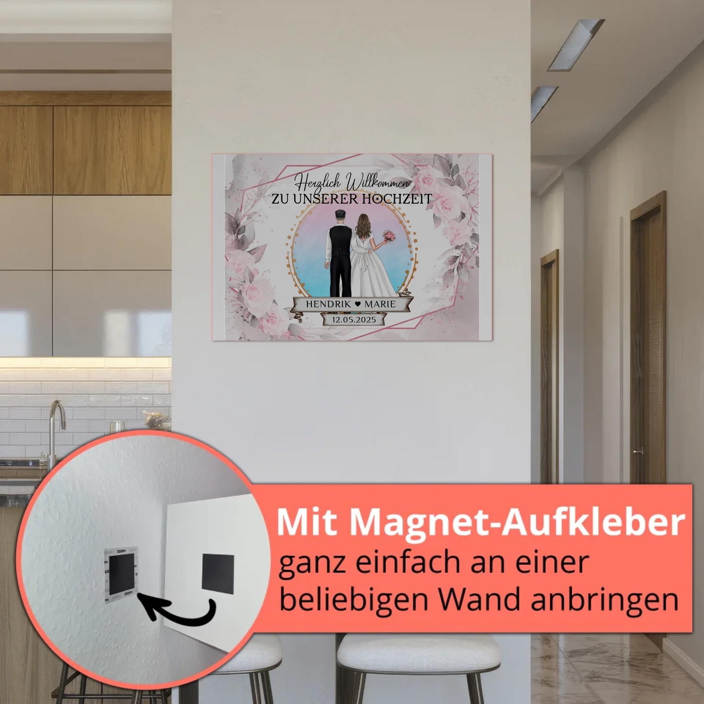 Floral Fotoboard Hochzeit Willkommensschild Personalisiert