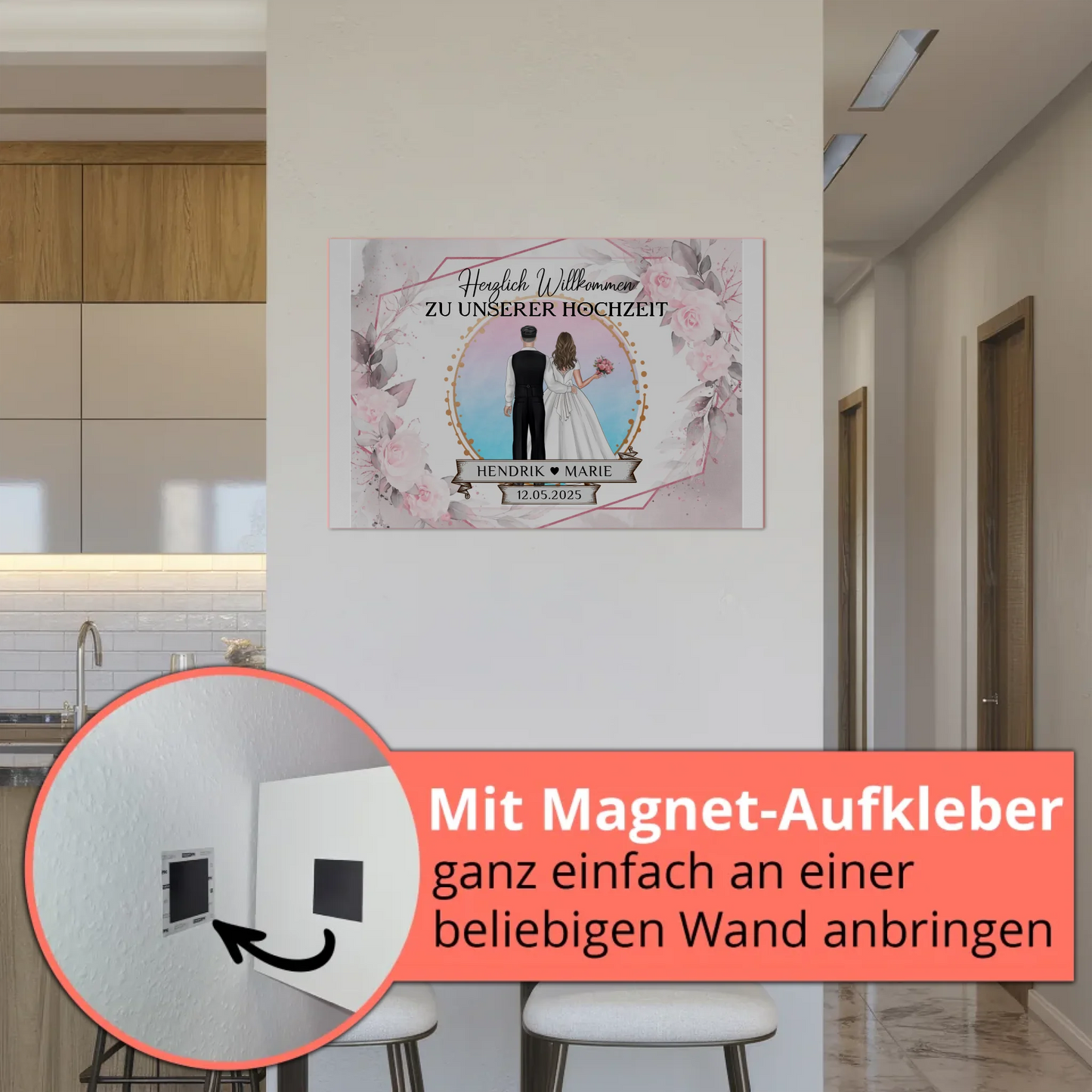 Floral Fotoboard Hochzeit Willkommensschild Personalisiert