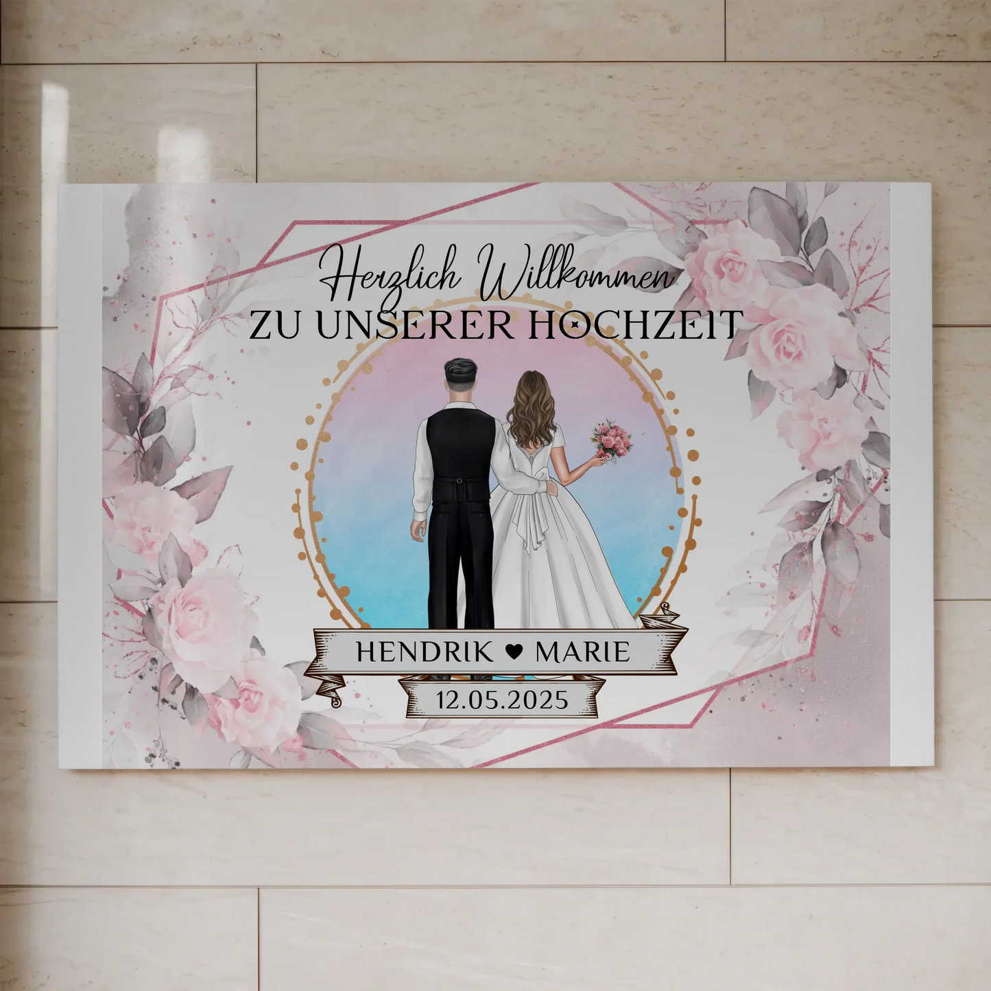 Floral Fotoboard Hochzeit Willkommensschild Personalisiert