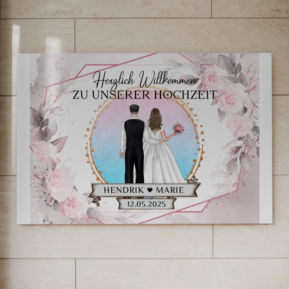 Floral Fotoboard Hochzeit Willkommensschild Personalisiert