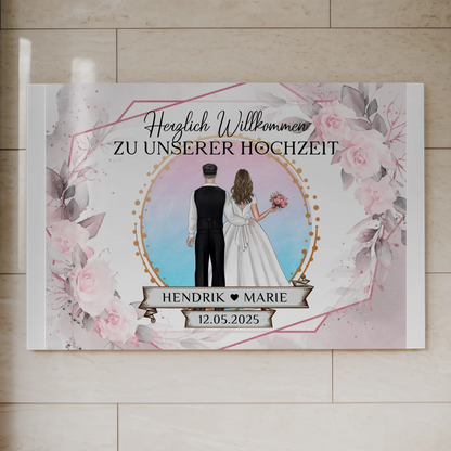 Floral Fotoboard Hochzeit Willkommensschild Personalisiert
