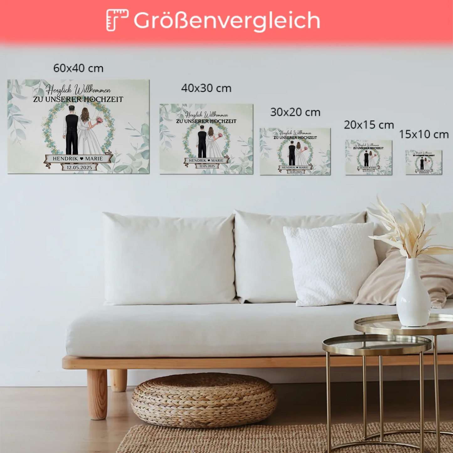 Fotoboard Hochzeit Herzlich Willkommen Blütenkreis Geschenk