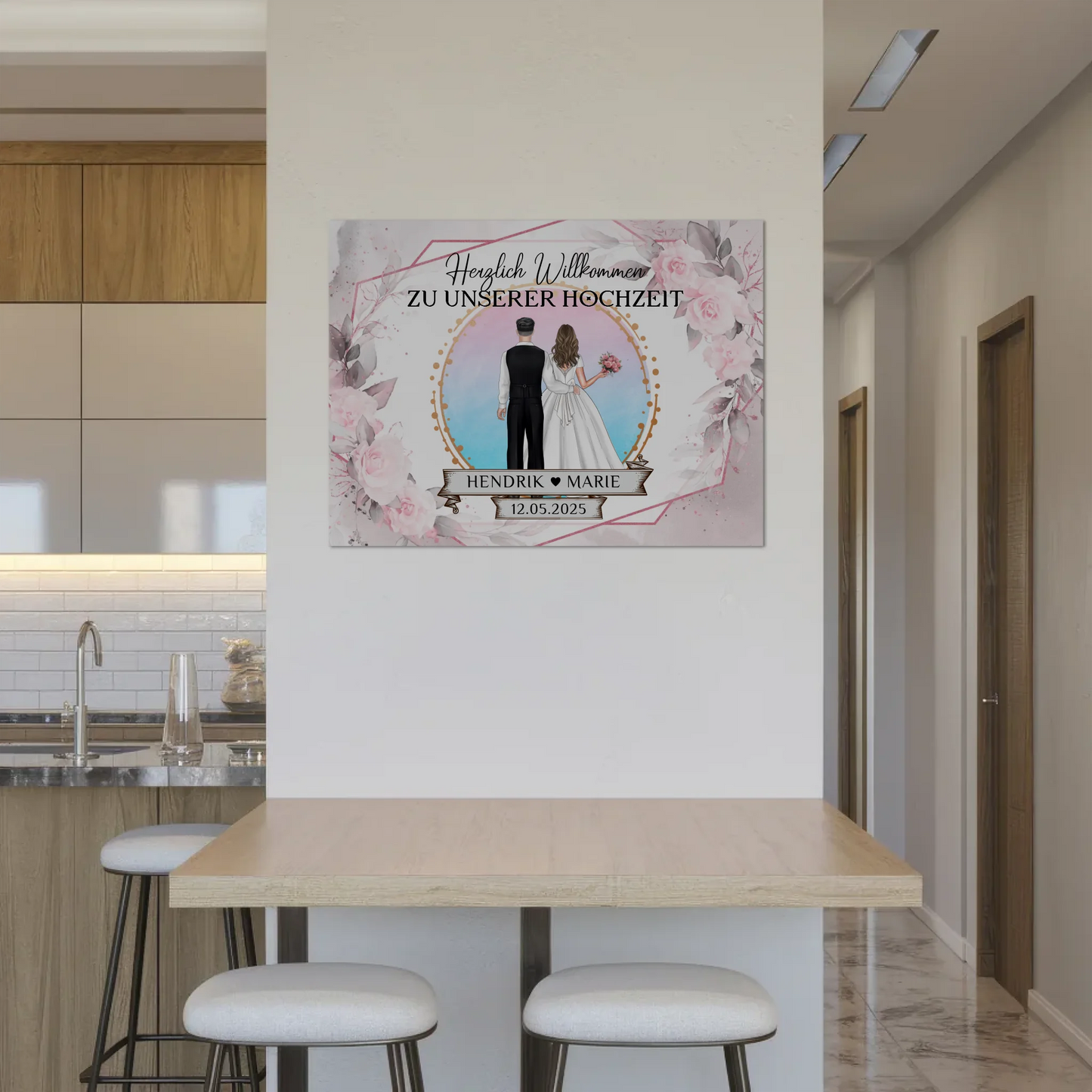 Floral Fotoboard Hochzeit Willkommensschild Personalisiert