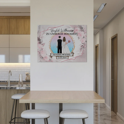 Floral Fotoboard Hochzeit Willkommensschild Personalisiert