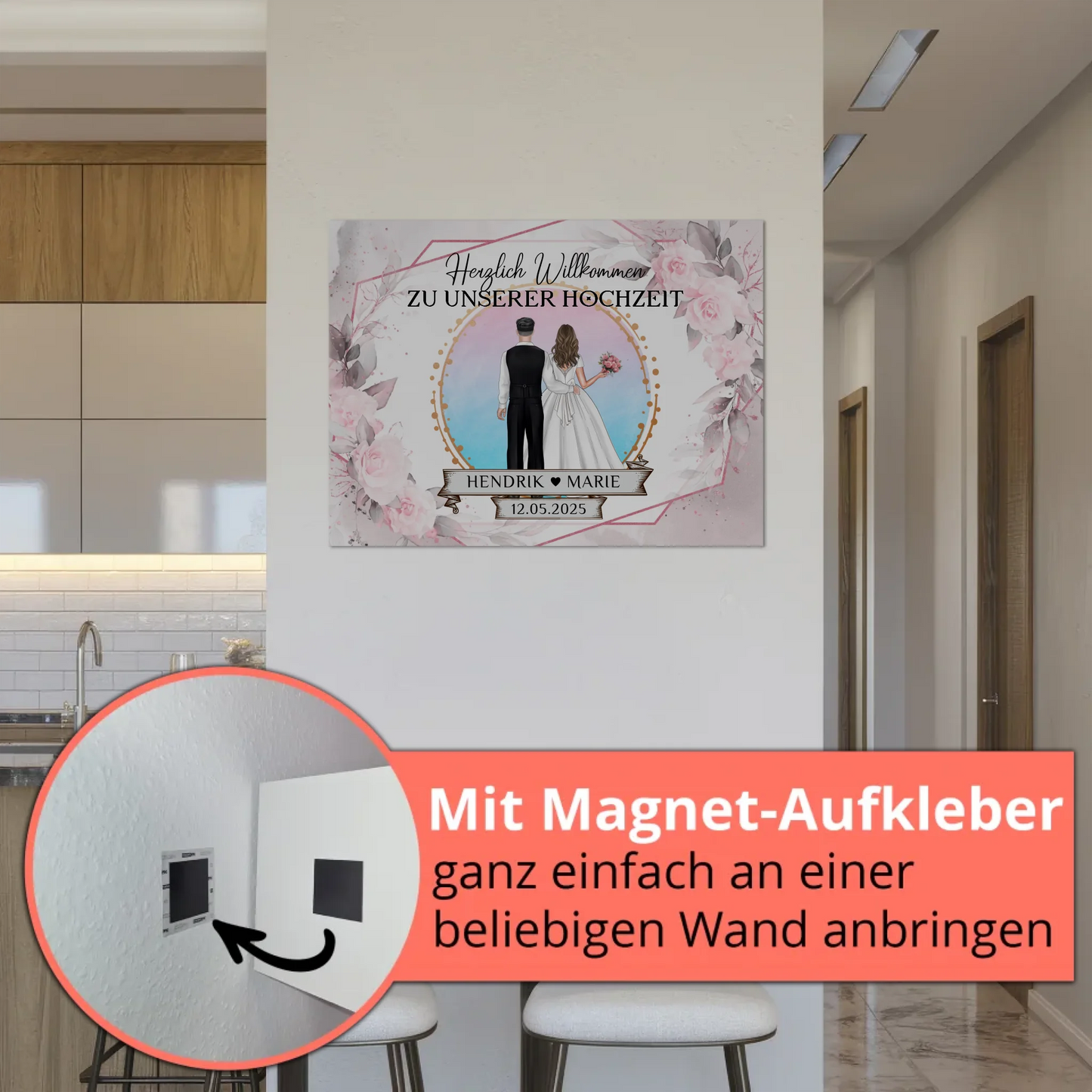 Floral Fotoboard Hochzeit Willkommensschild Personalisiert