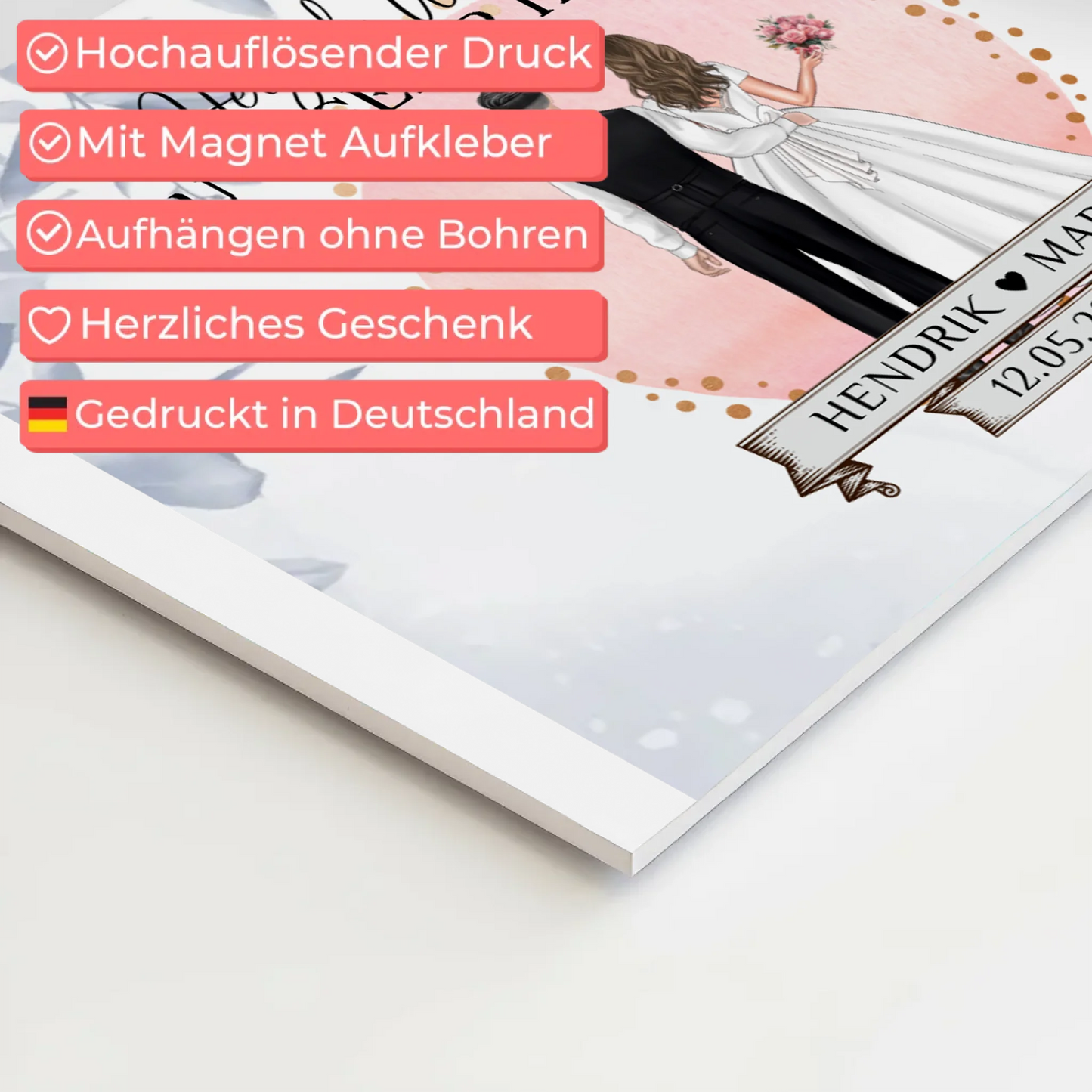 Willkommensschild Hochzeit Eucalyptus Blau Fotoboard