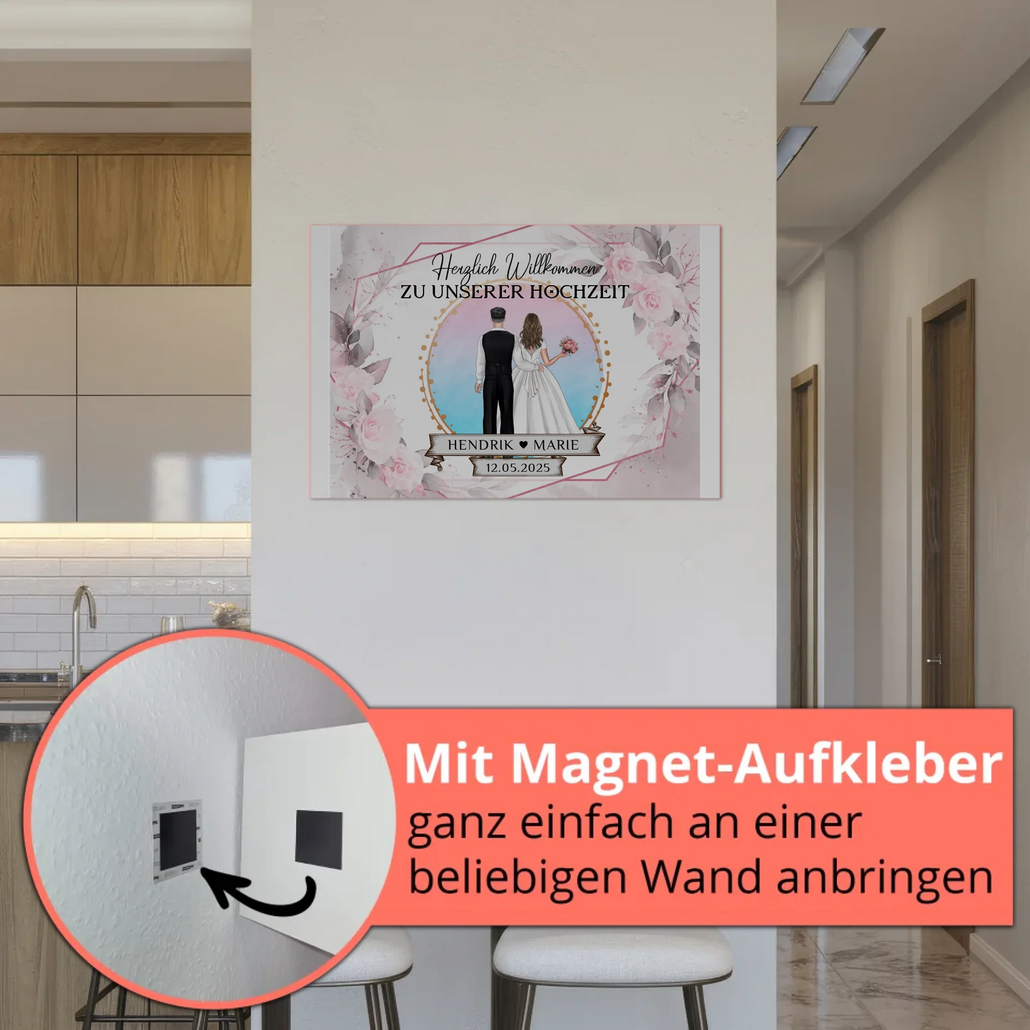 Floral Fotoboard Hochzeit Willkommensschild Personalisiert