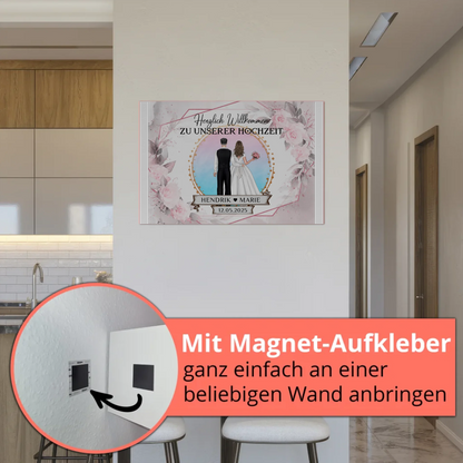 Floral Fotoboard Hochzeit Willkommensschild Personalisiert