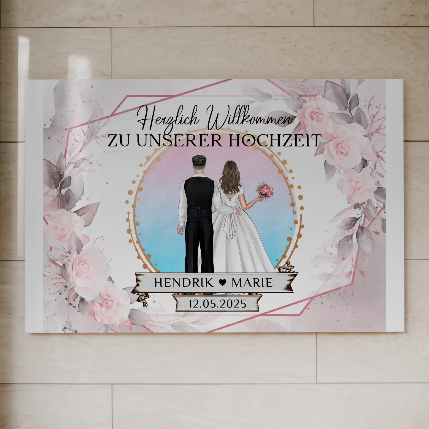 Floral Fotoboard Hochzeit Willkommensschild Personalisiert