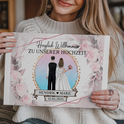 Floral Fotoboard Hochzeit Willkommensschild Personalisiert