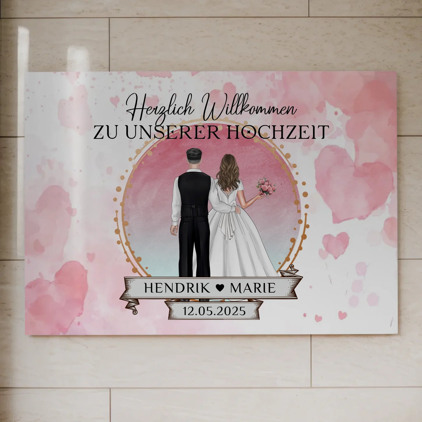 Willkommens Fotoboard Hochzeit Watercolor Geschenkideen