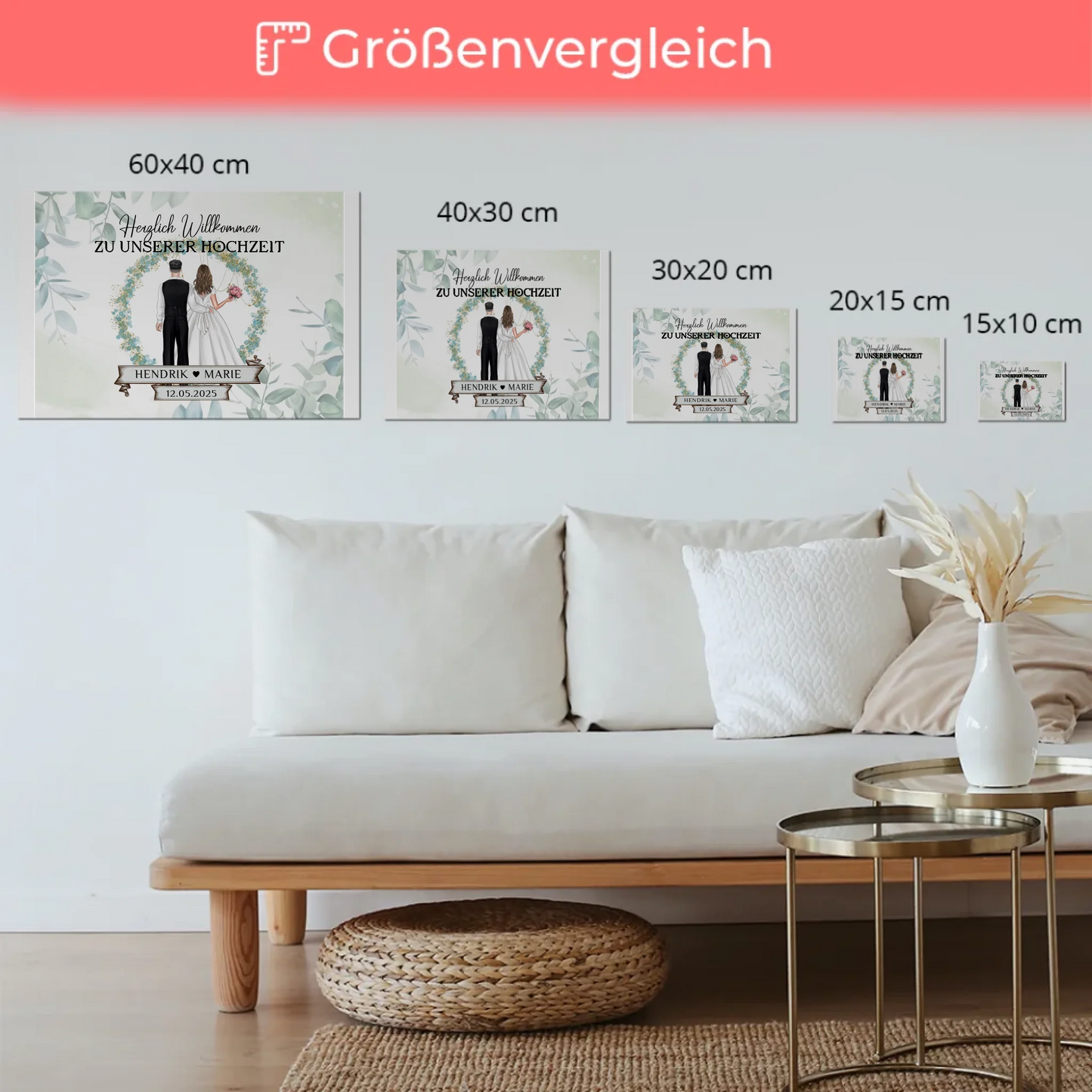 Fotoboard Hochzeit Herzlich Willkommen Blütenkreis Geschenk