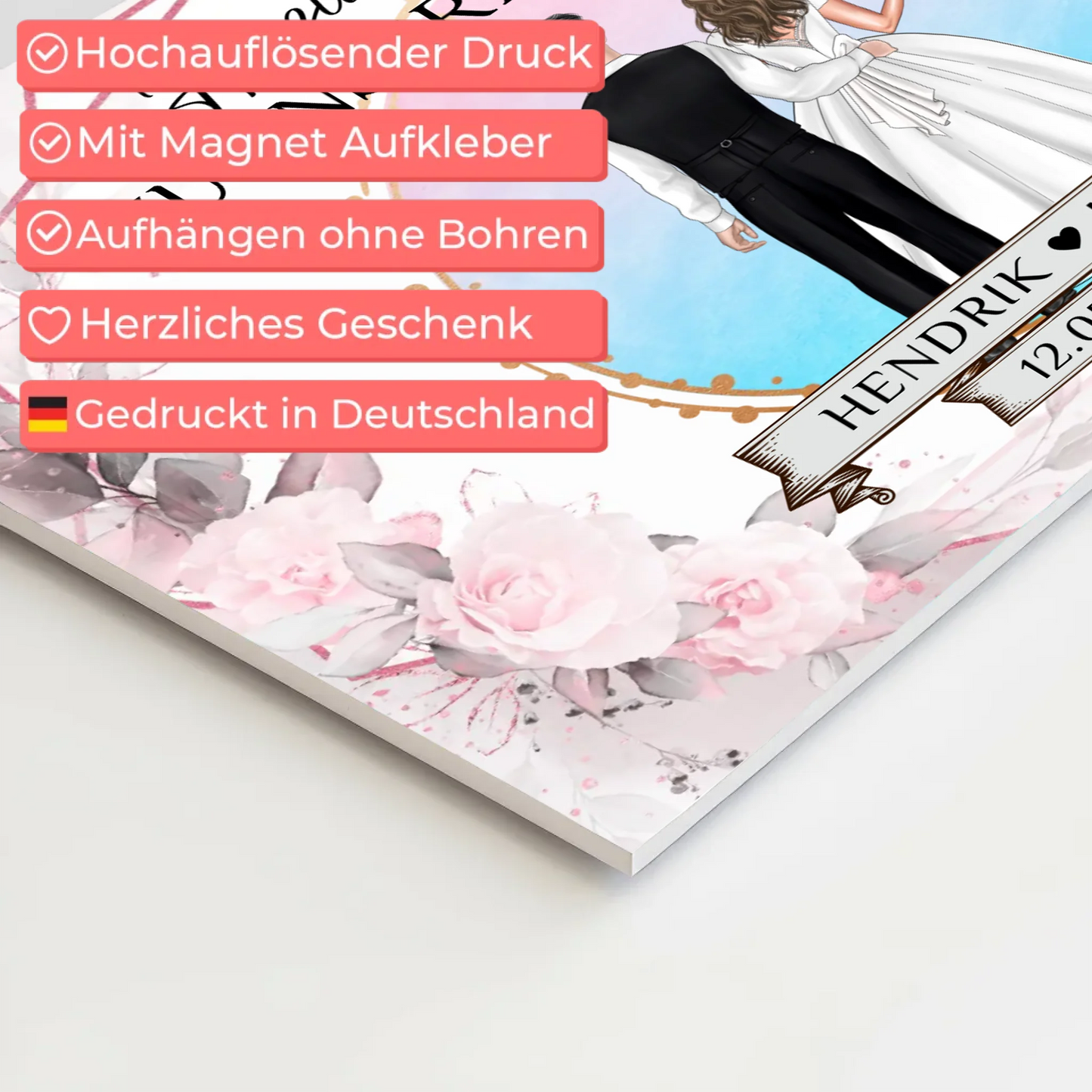 Floral Fotoboard Hochzeit Willkommensschild Personalisiert